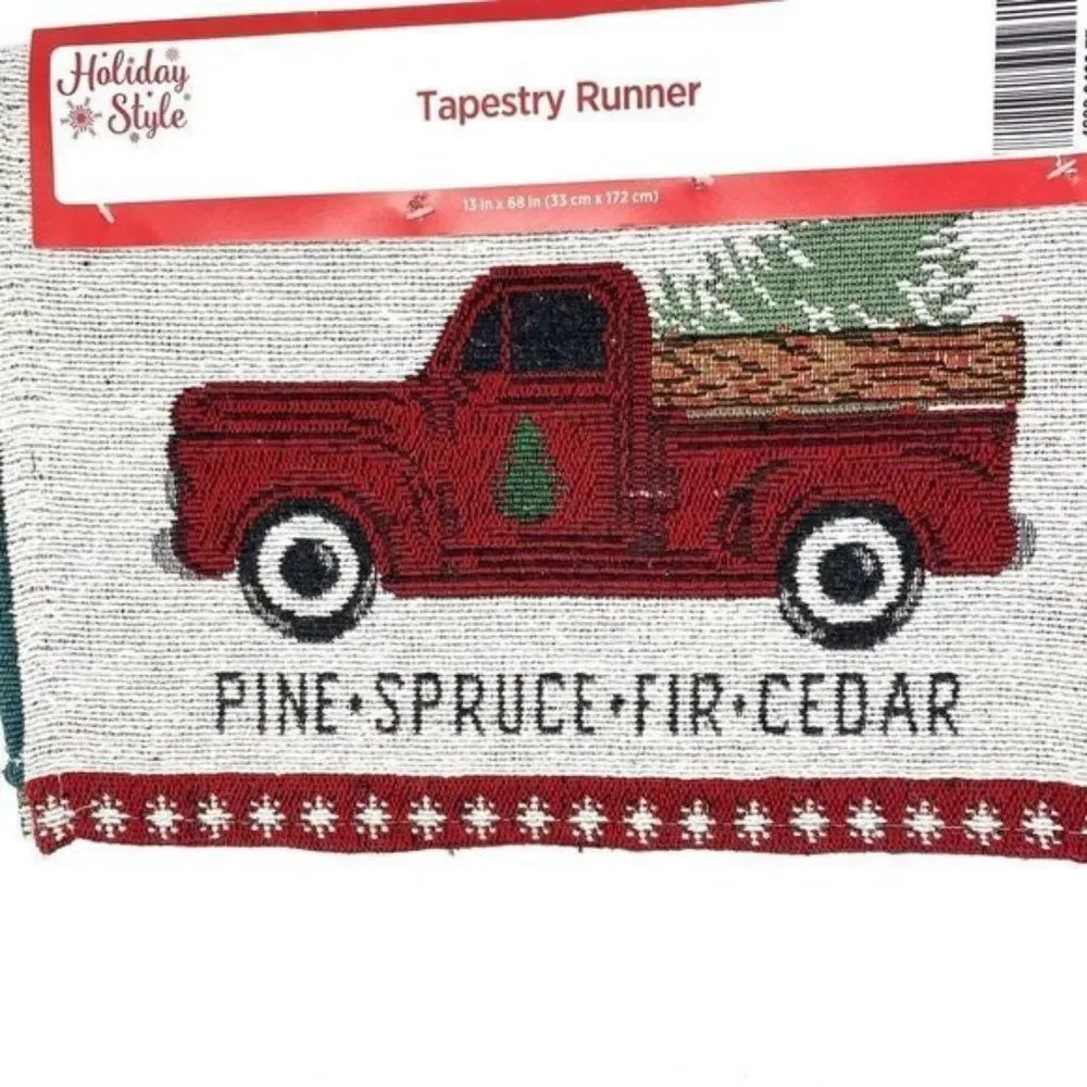 Christmas Red Truck Table Runner New
